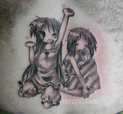 Here's a fan of Lucky Star for you! Sunsqlit Tattoo did this awesome black
